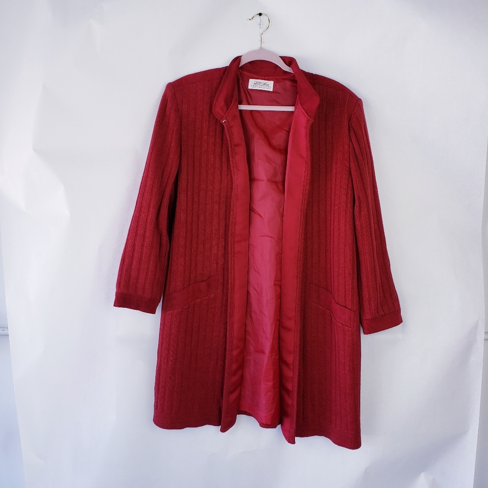 Lilli ann collection Vintage Women's coat open lined Suede trim pockets